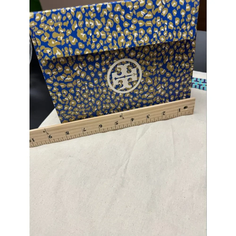 Tory Burch Envelope Pouch Gift Bag & Matching Cotton Dust Bag Set Blue Gold
